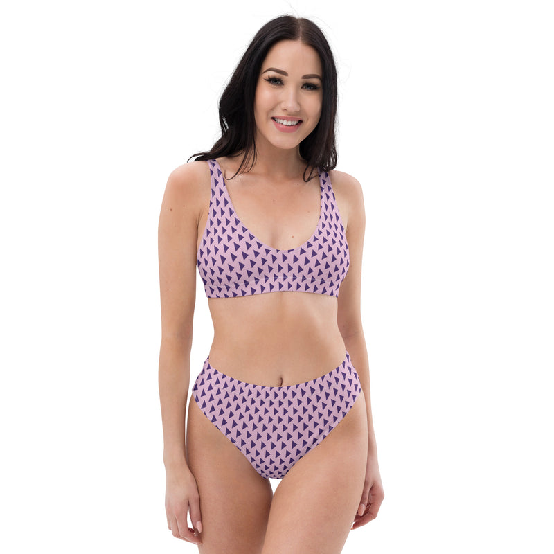 Recycled high-waisted bikini - Med pil mönster