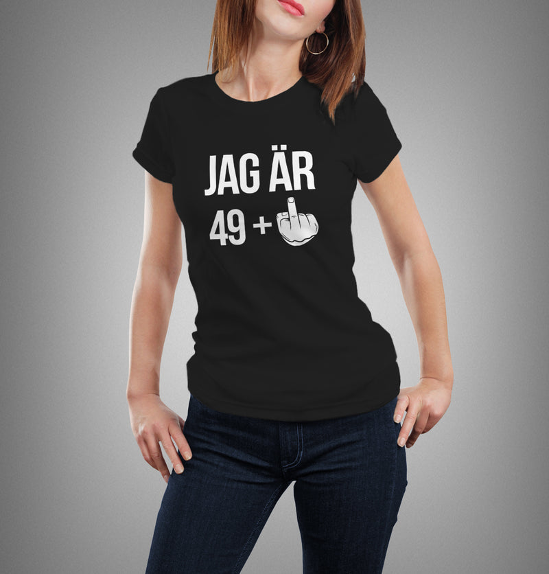 T-shirt med bild texten "Jag är 49"
