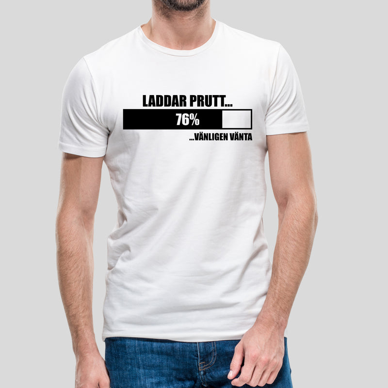 T-shirt med texten "Laddar prutt"