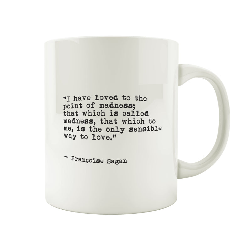 Porslinsmugg med citat av Françoise Sagan