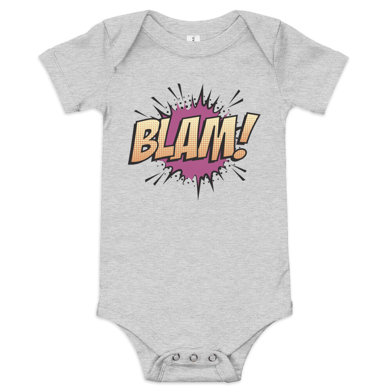Babybody med texten "BLAM!"
