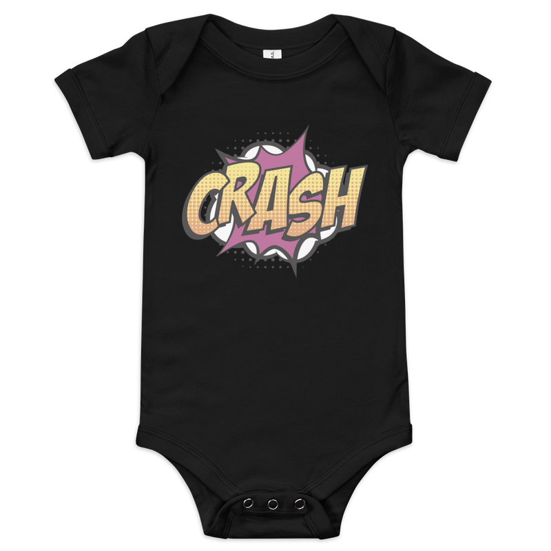 Babybody med texten "CRASH"