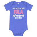 Babybody med texten "Jag gråter när"