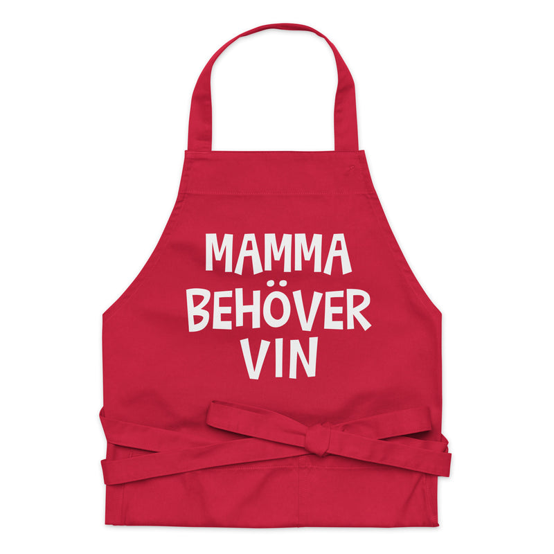 Förkläde med texten "Mamma behöver vin"