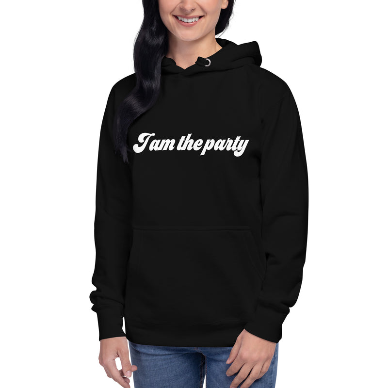 Hoodie med texten "I am the party"