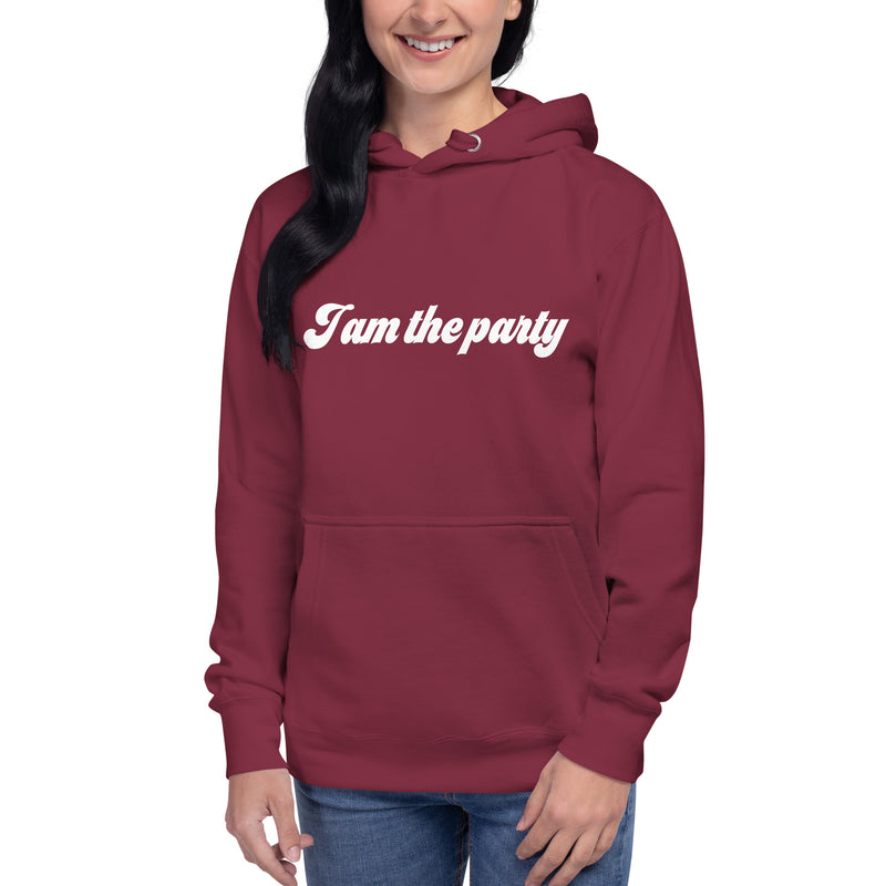 Hoodie med texten "I am the party"