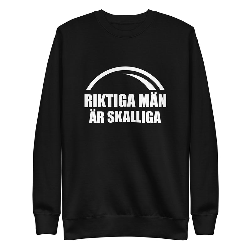 Sweatshirt med texten "Riktiga män är skalliga"