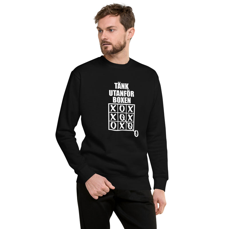 Sweatshirt med texten "Tänk utanför boxen"