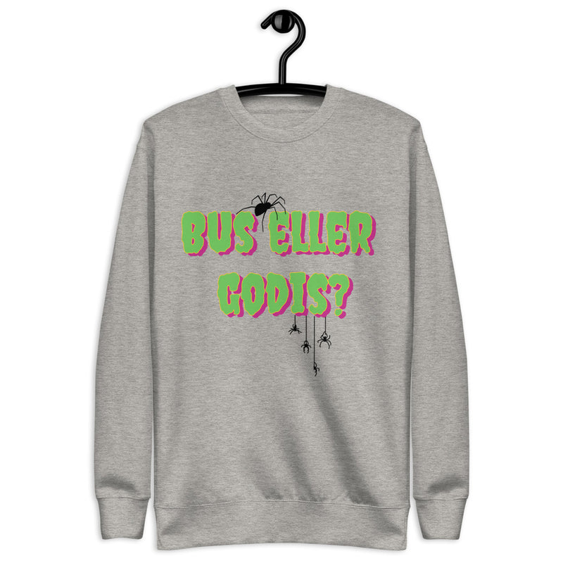 Sweatshirt med texten "Bus eller godis?"