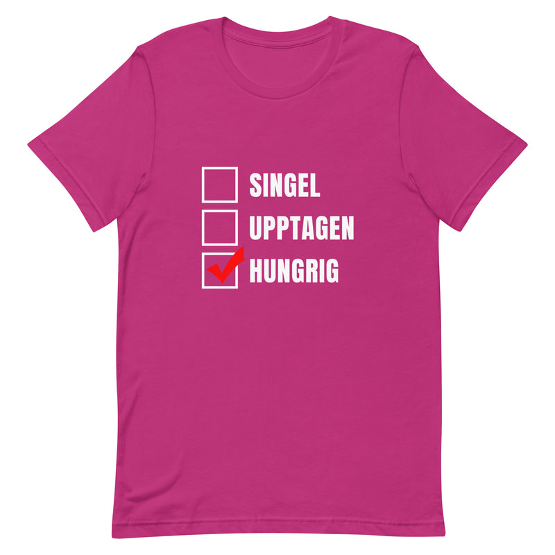 T-shirt med bild texten "Hungrig"