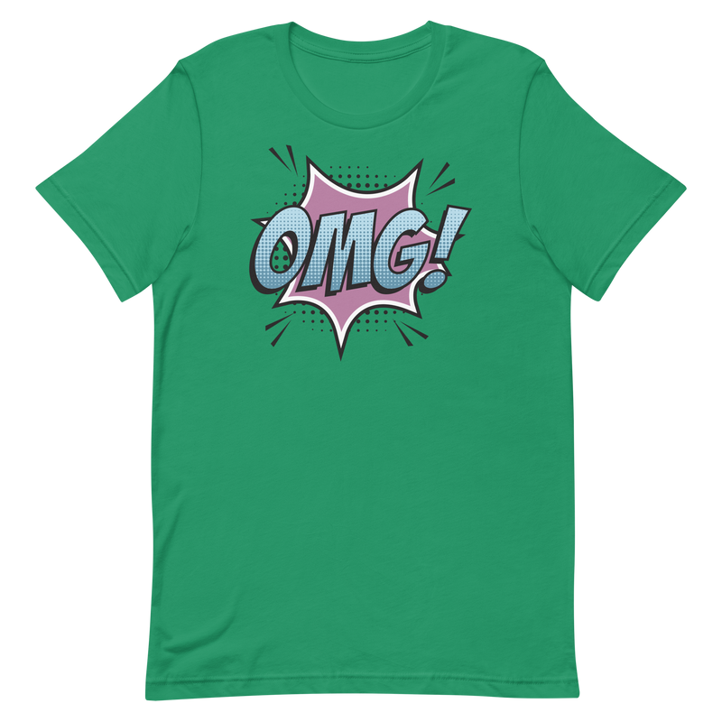 T-shirt med bild texten "OMG!"