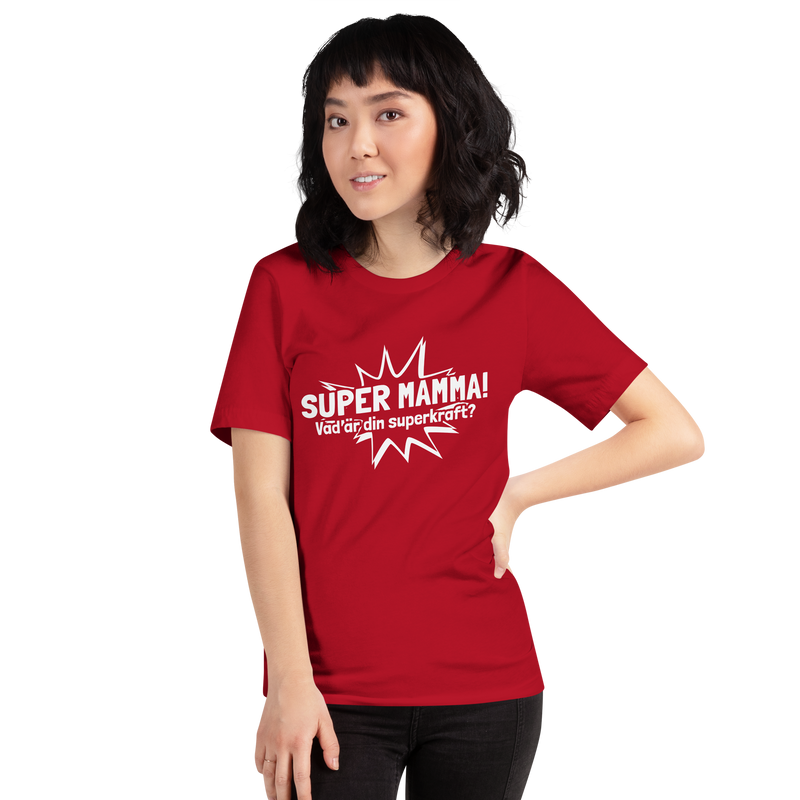 T-shirt med bild texten "SUPER MAMMA"